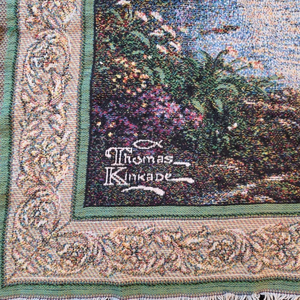 Thomas Kinkade 44x64 Tapestry Throw Blanket Painter of Light Garden Gazebo Scene